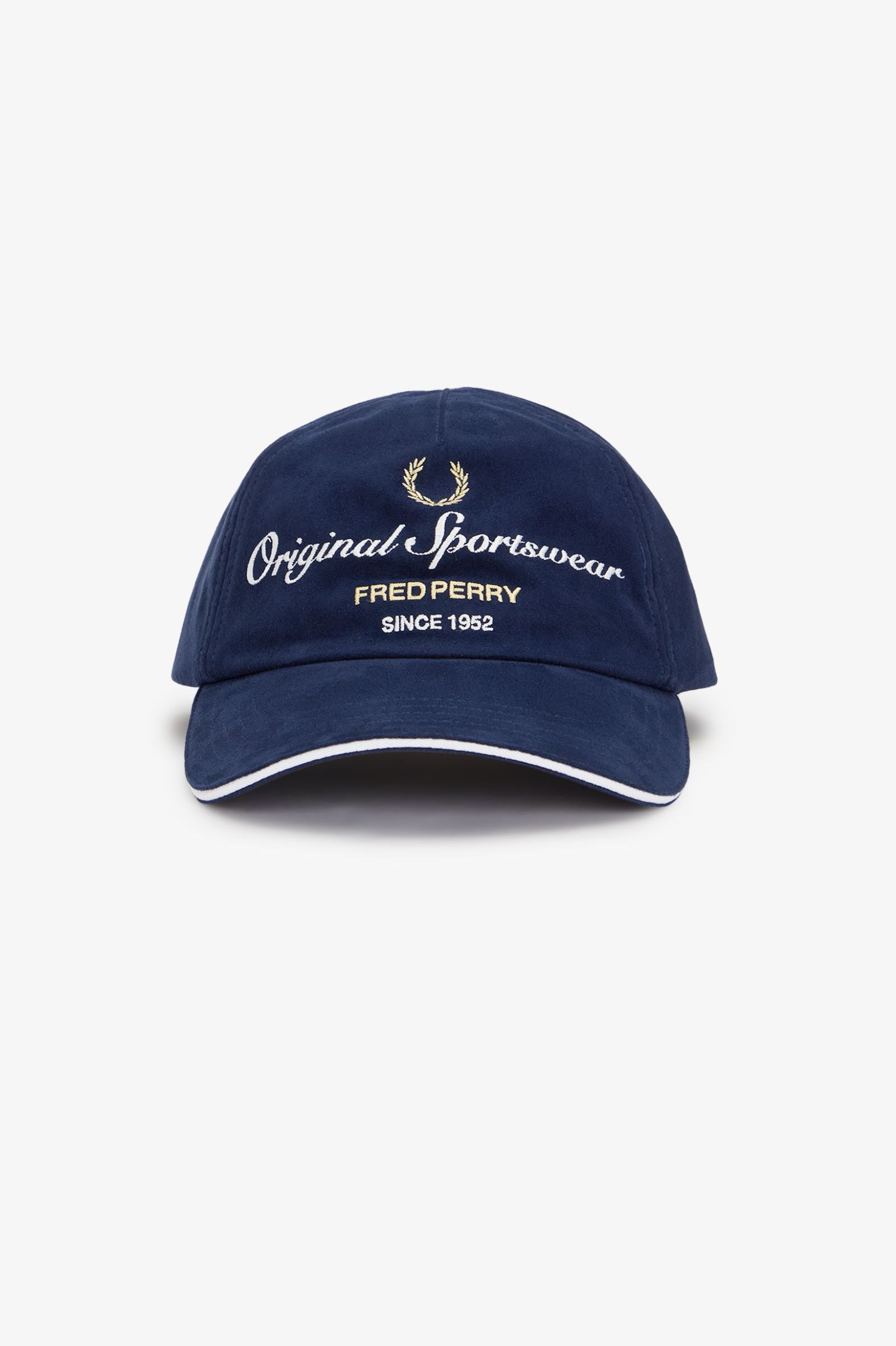 Fred Perry microfibre piped logo cap in blue