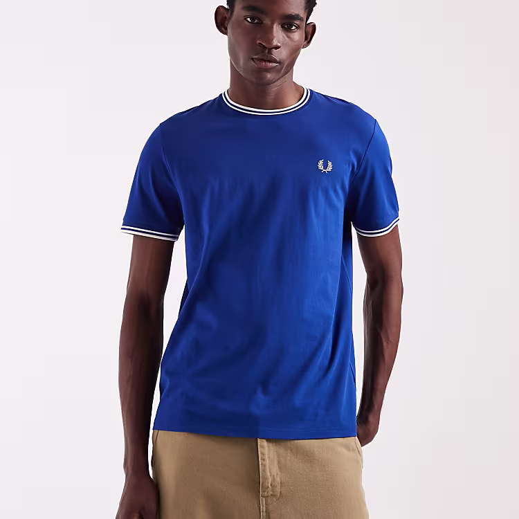 Fred Perry Twin Tipped T Shirt Blue