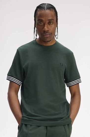 Striped Cuff T-shirt Court Green